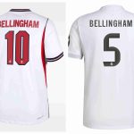 Vergelijking van Jude Bellingham Engeland shirt 10 en Real Madrid shirt 5 achterzijde